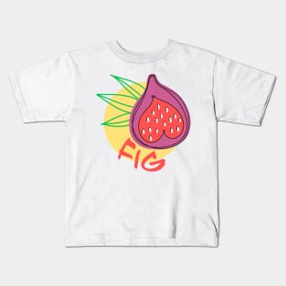 Fig Tropical Summer Fruits Palm Leaf Pattern Kids T-Shirt